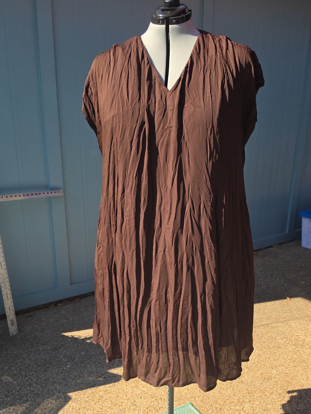 C Est. 1946 Chocolate Brown Crinkled V-Neck Dress